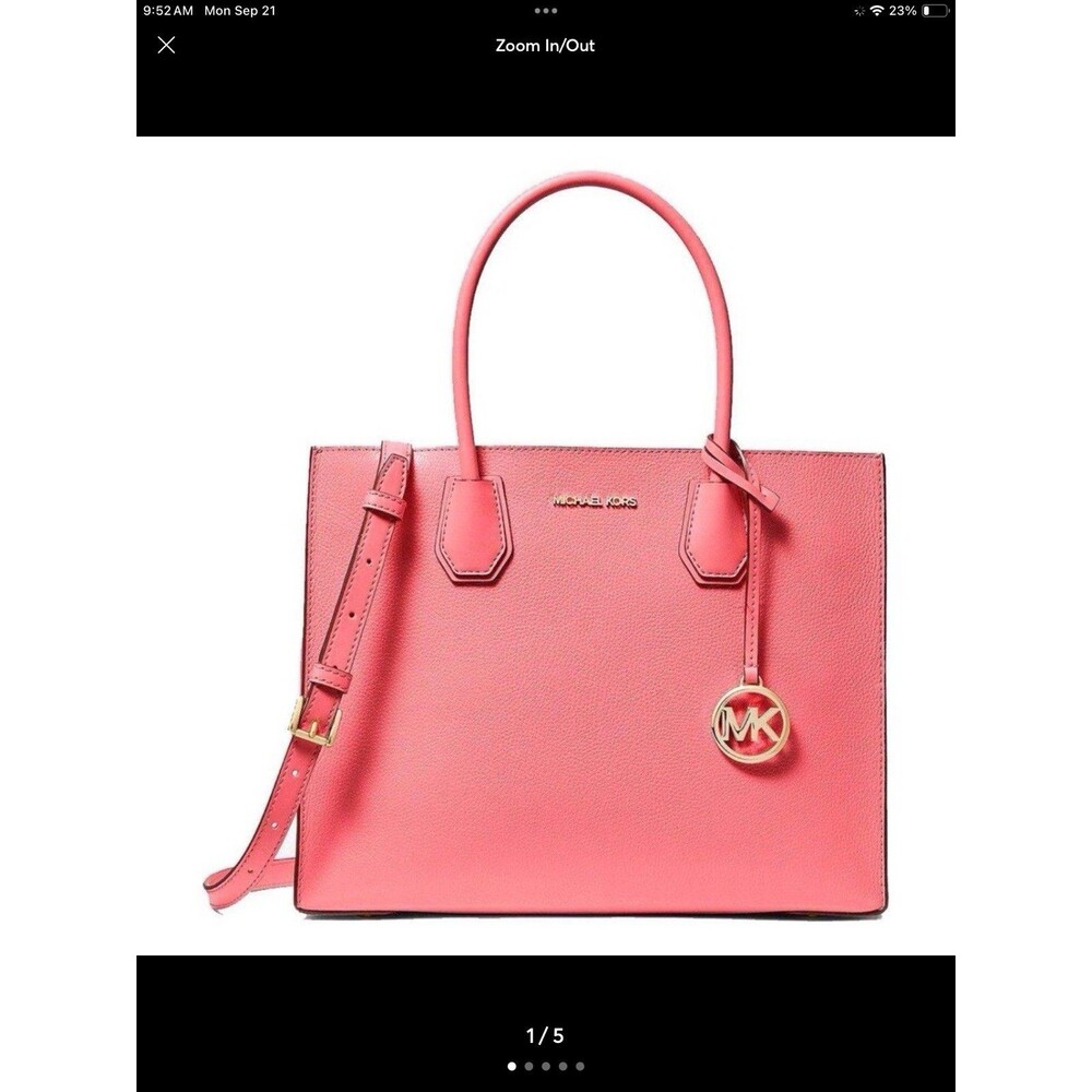 AUTHENTIC Michael Kors Bag Sheila Medium Satchel Carmine Pink Leather Purse NWT